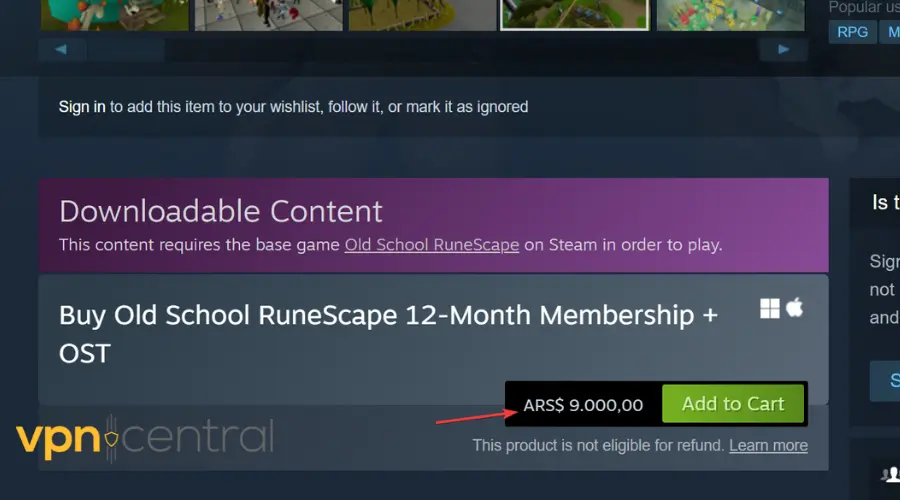 runescape membership price in argentina