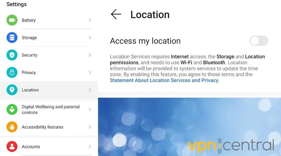 turn off location services on android