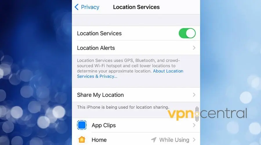 turn off location settings on ios