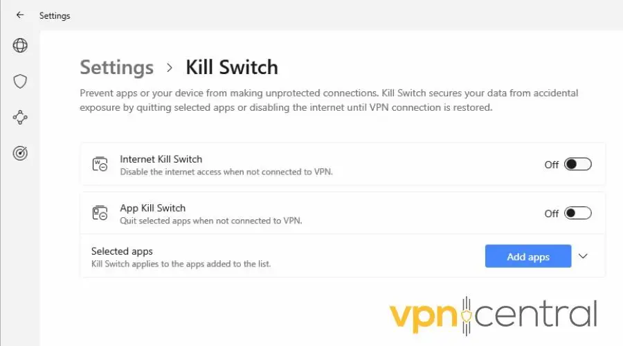 vpn kill switch settings