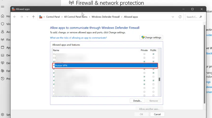 allow proton vpn through the windows firewall