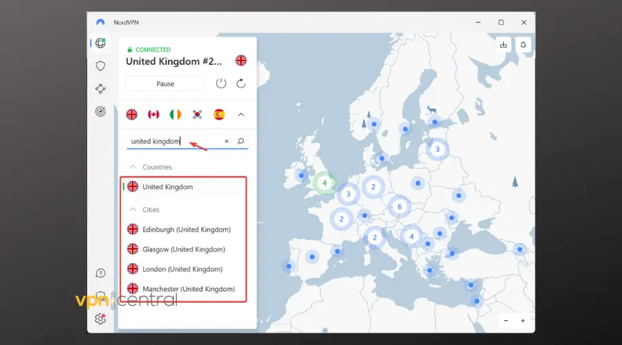 nordvpn uk server