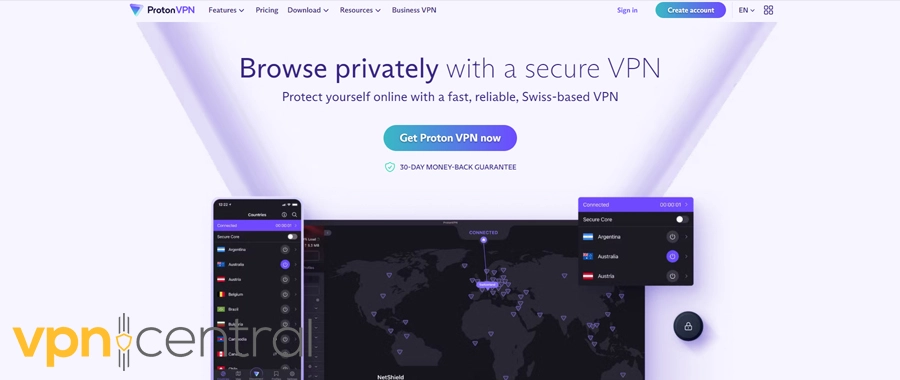 protonvpn homepage