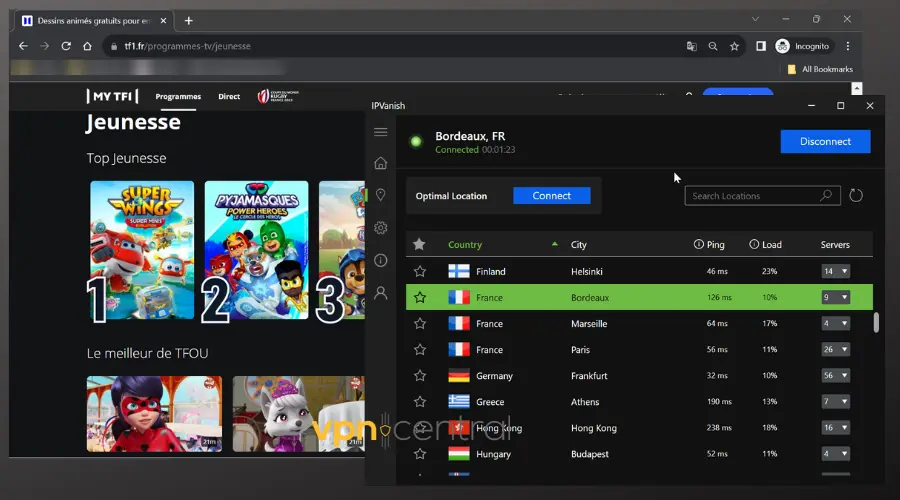 tf1 unblocked in the UK with ipvanish