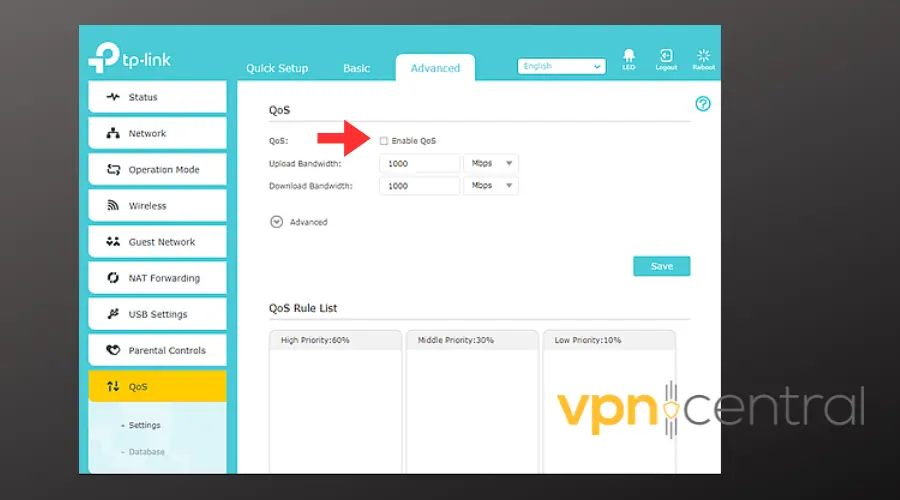 tp link disable qos