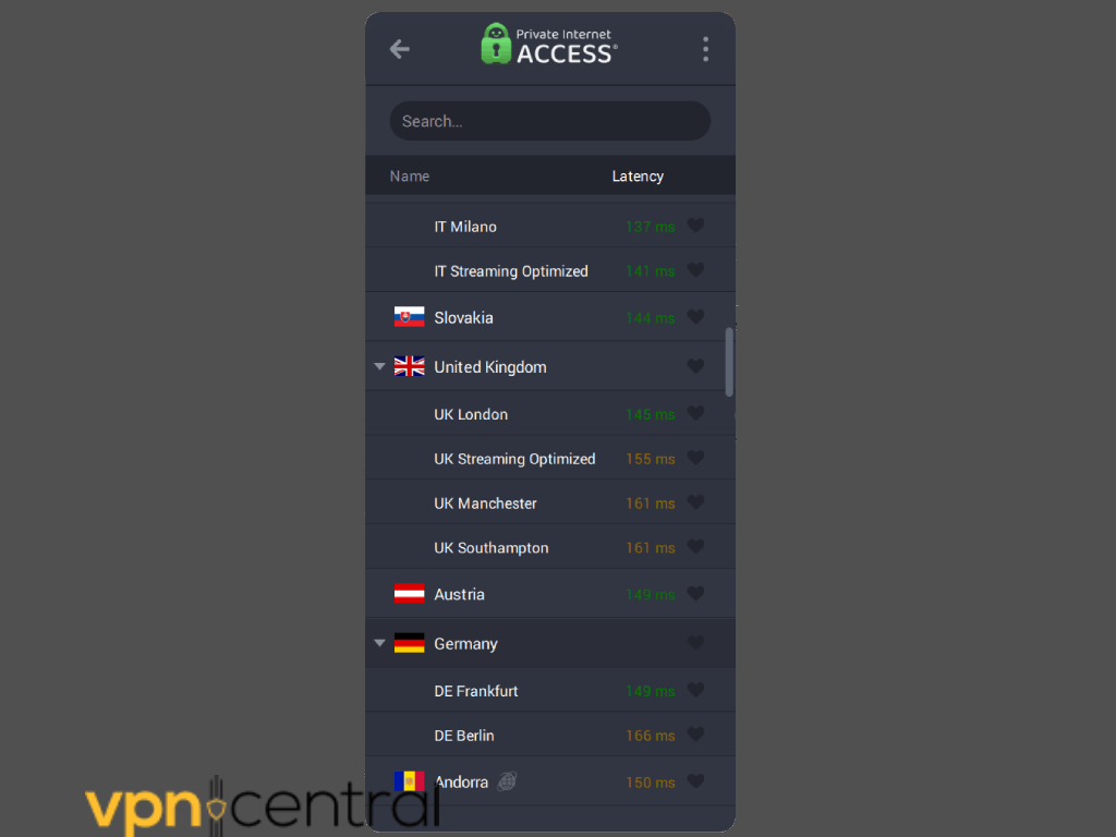 Private Internet Access UK servers