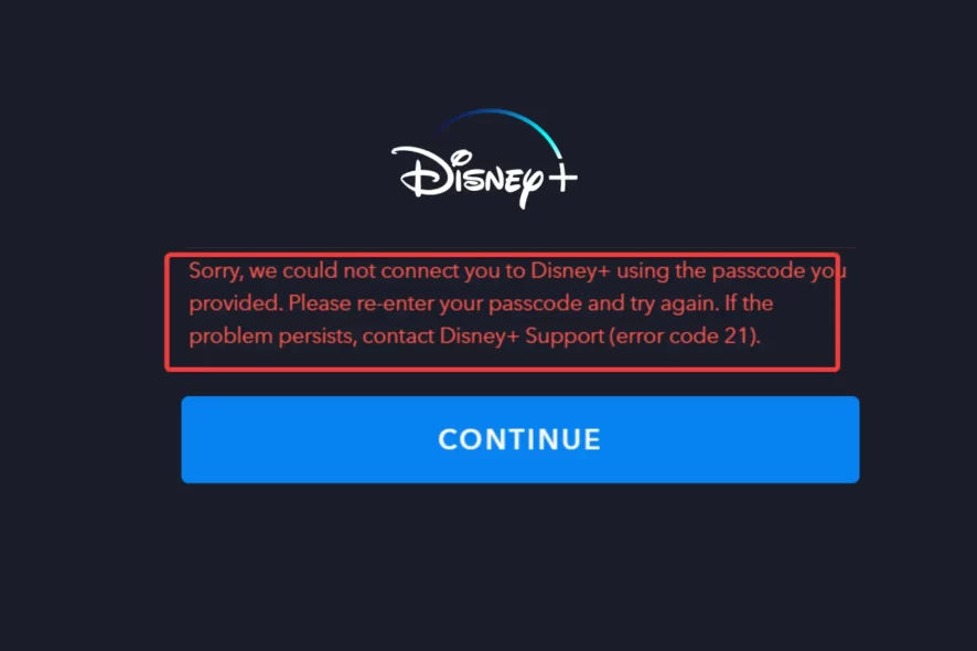 error code 21 disney plus