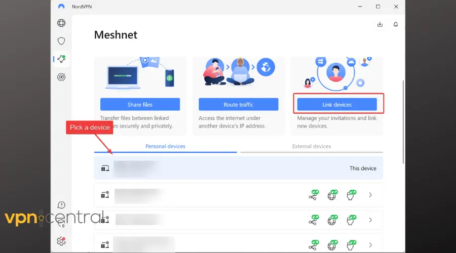 link devices on nordvpn meshnet