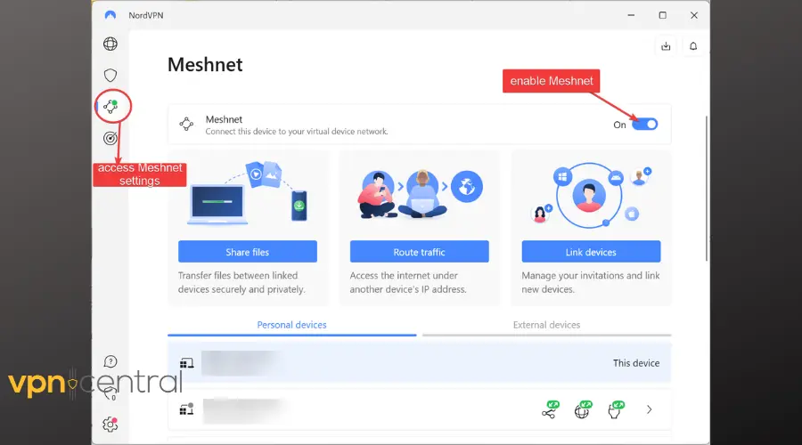 nordvpn enable meshnet feature