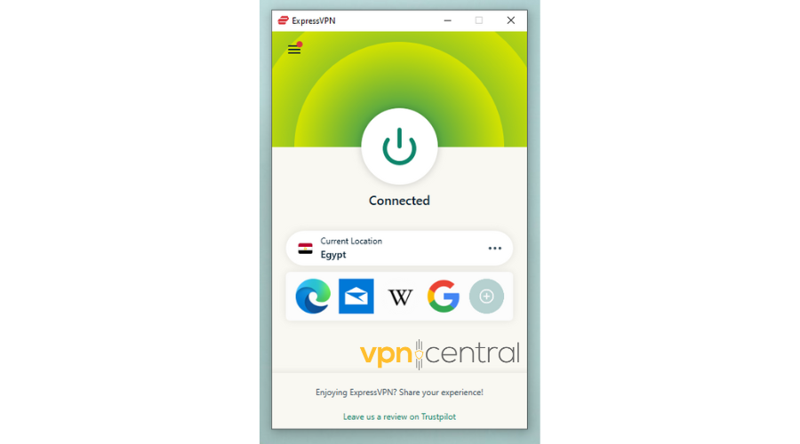 ExpressVPN connected