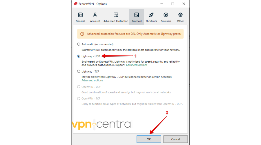 ExpressVPN Lightway - UDP