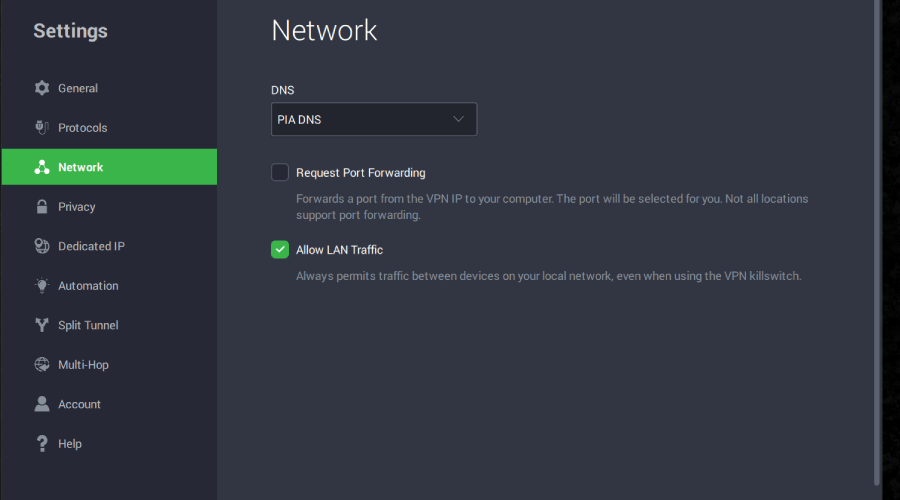 DNS setting inside VPN app