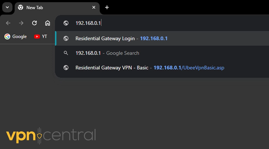 access router settings through browser