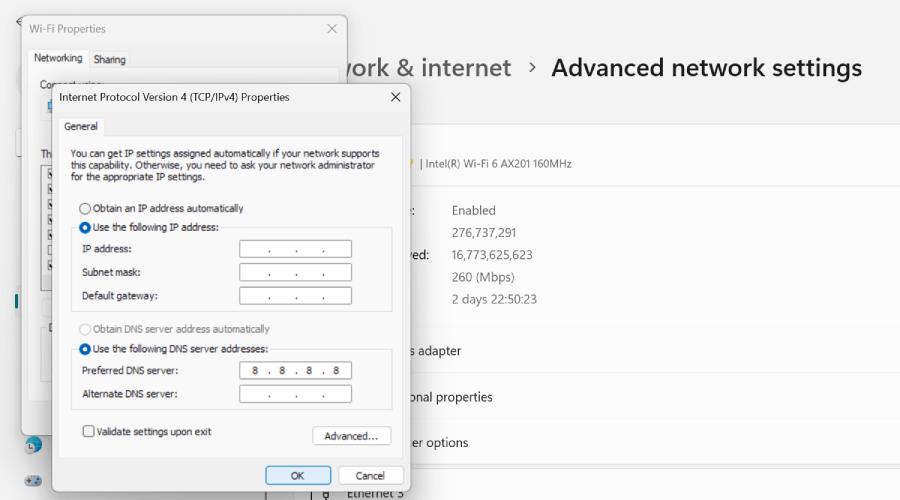 change DNS settings in windows