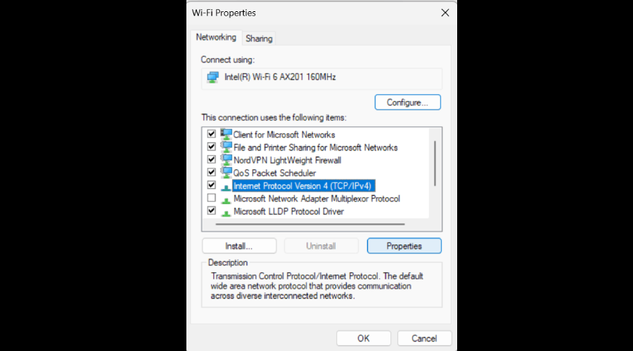 change networking properties in windows