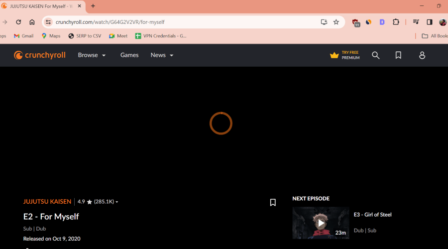 Crunchyroll buffering on Google Chrome