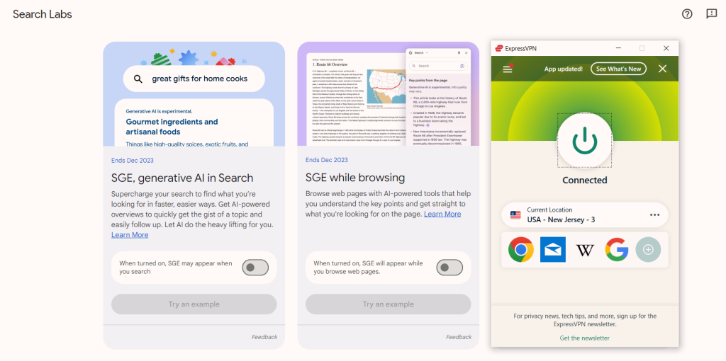 google search labs unblocked with expressvpn