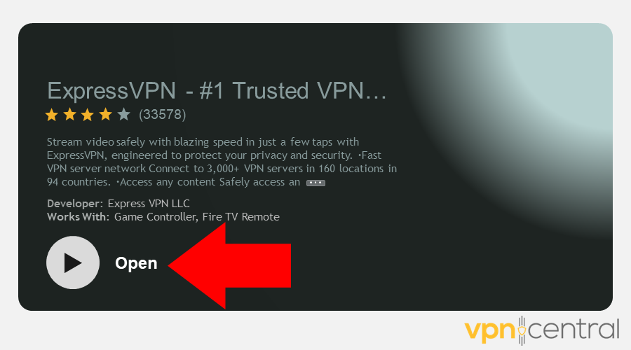 Open ExpessVPN from Amazon Appstore