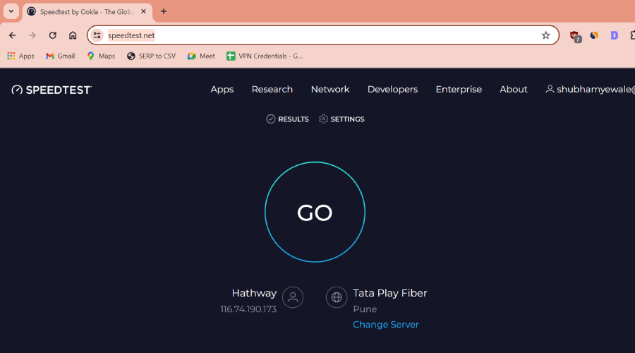 Speedtest homepage