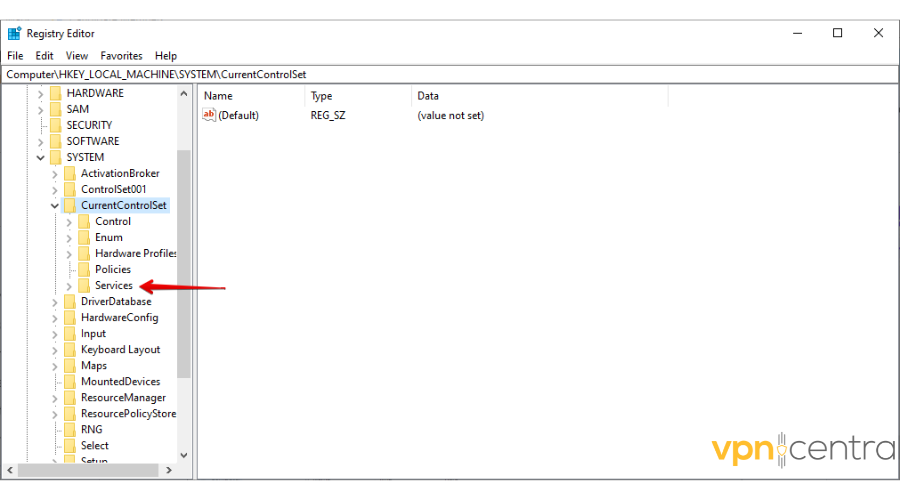 CurrentControlSet Services