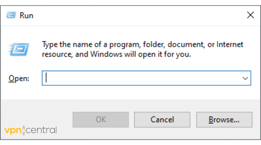 Open the Run dialog box