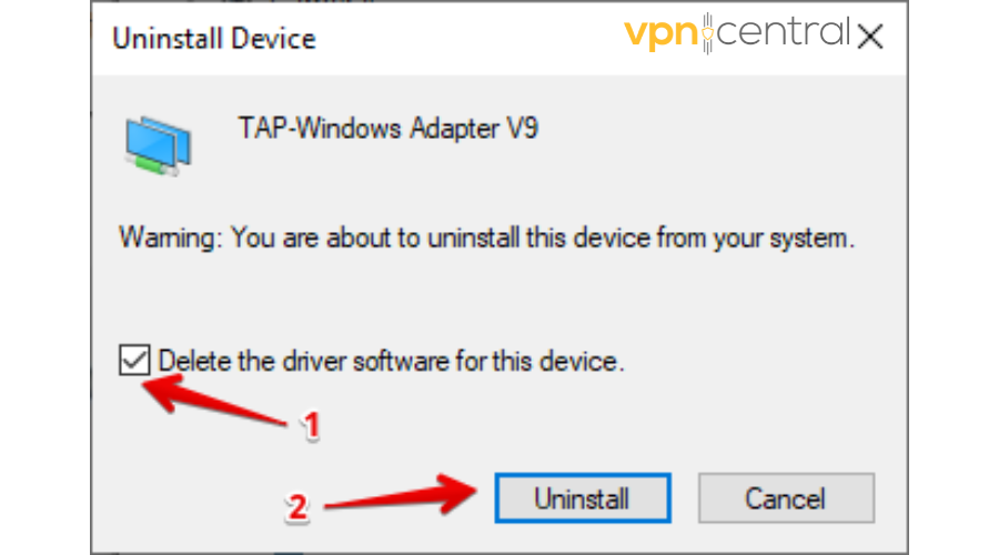 Uninstall Network Adaptor