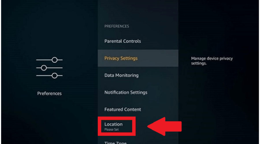 Fire Stick location settings