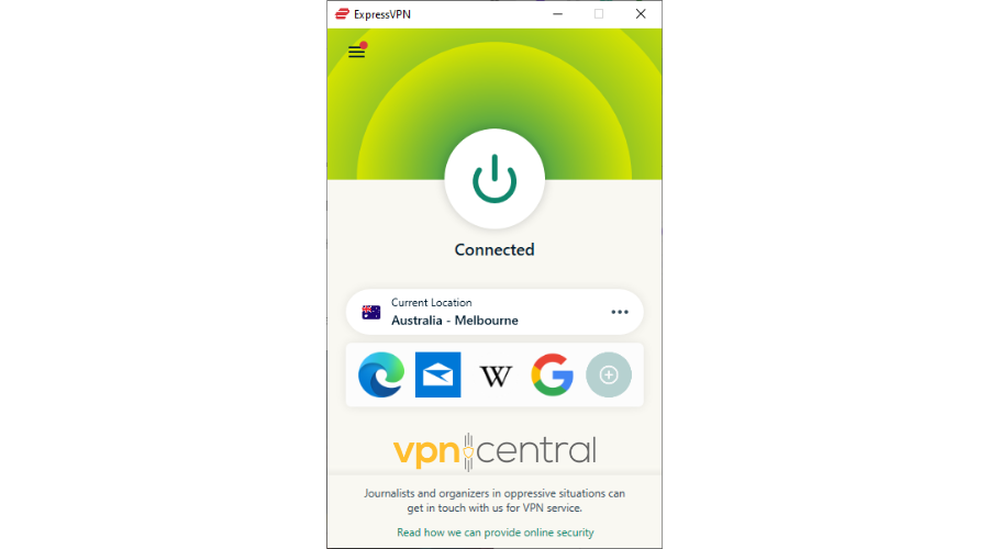 ExpressVPN connected