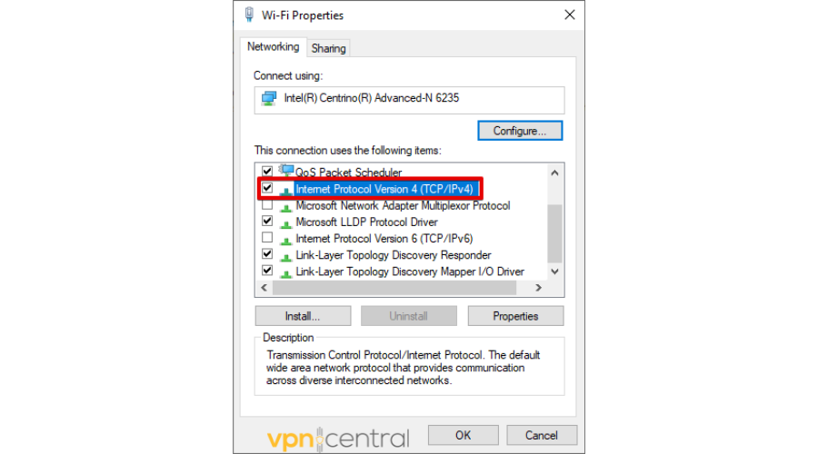 Internet Protocol Version 4 (TCP/IPv4)