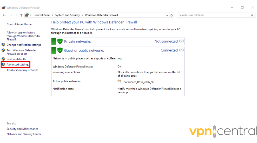 Firewall Advanced Settings