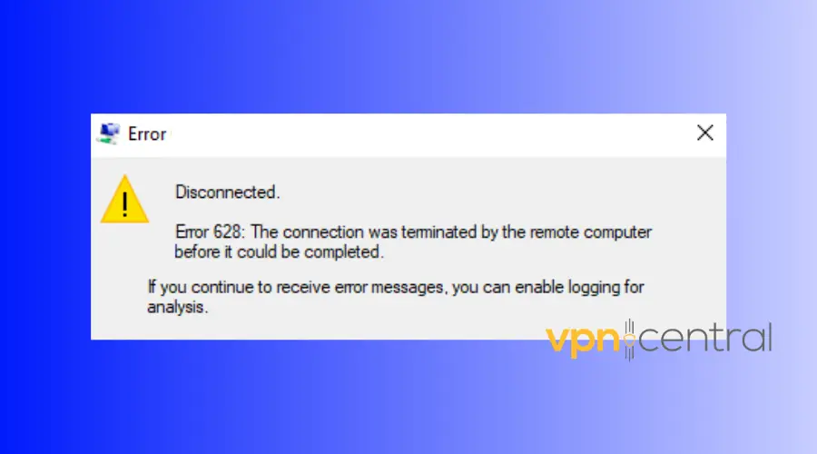 vpn error 628
