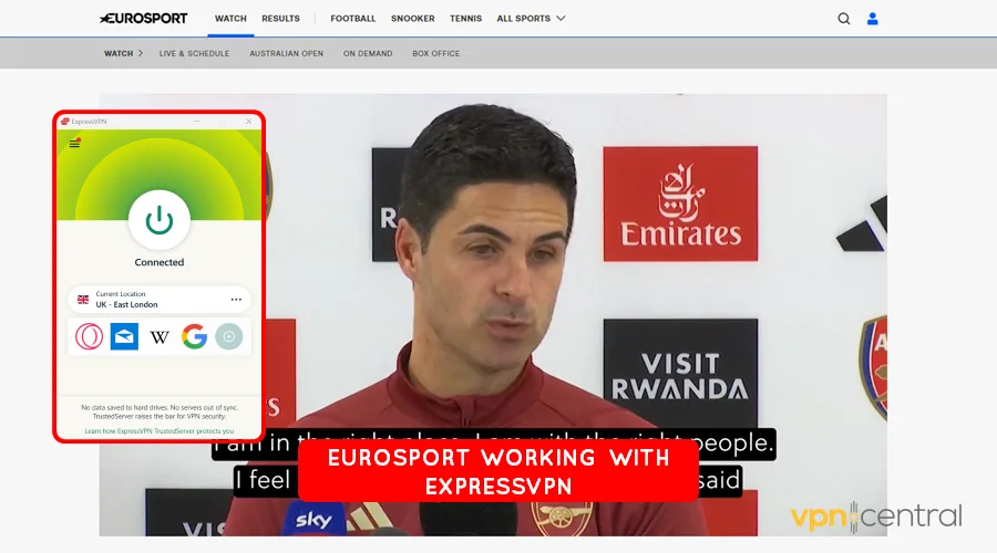 eurosport unblocked using expressvpn