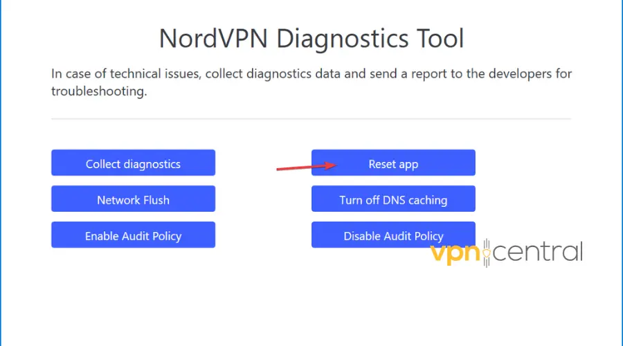 nordvpn reset app