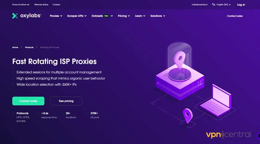 oxylabs isp proxy homepage