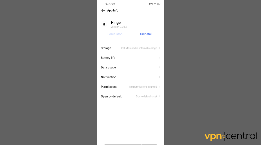 Storage option in hinge app