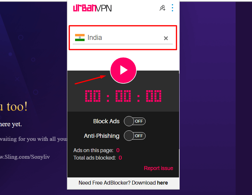 urbanvpn connect to india server