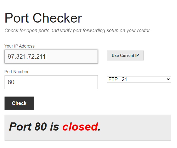 Closed port