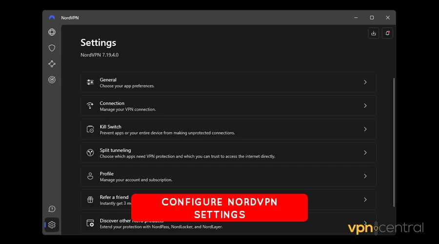 configure nordvpn