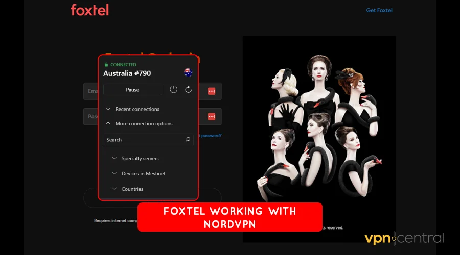 foxtel working with nordvpn