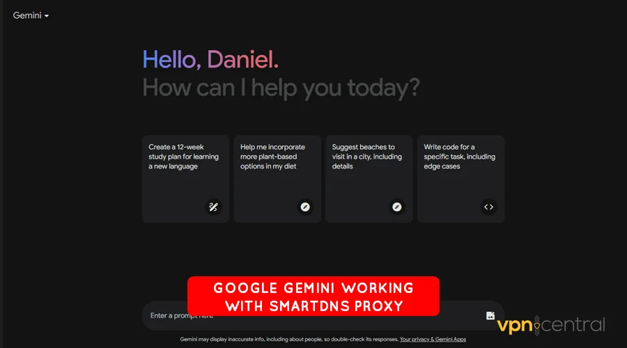 google gemini working with smartdns proxy