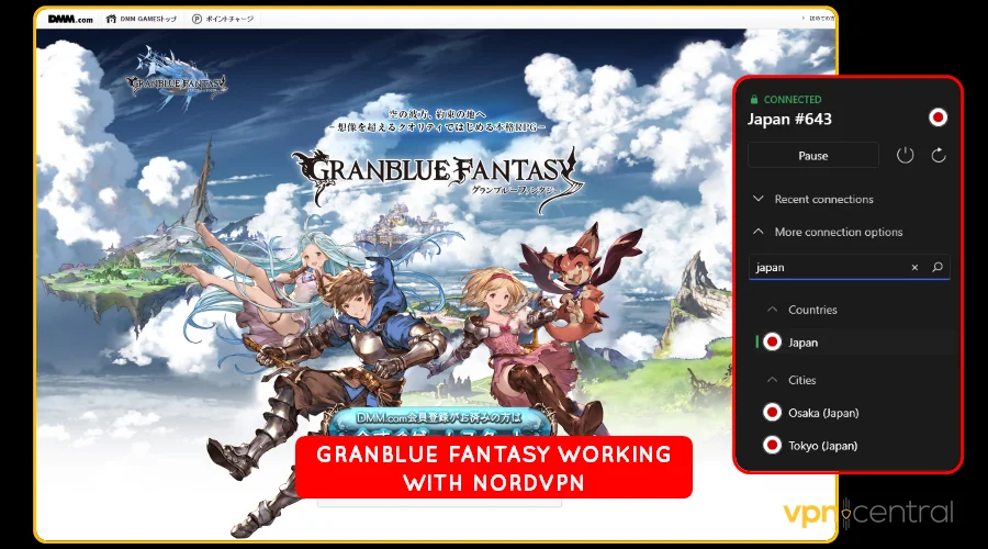 granblue fantasy working with nordvpn