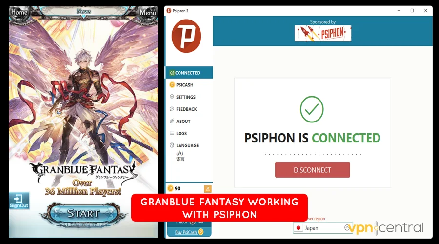 granblue fantasy working with psiphon