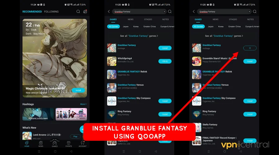 install granblue fantasy using qooapp