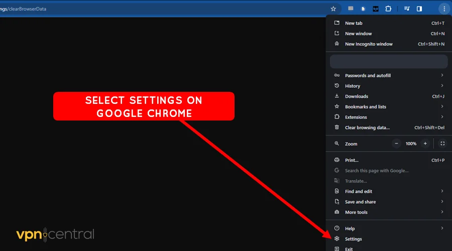 open settings on google chrome