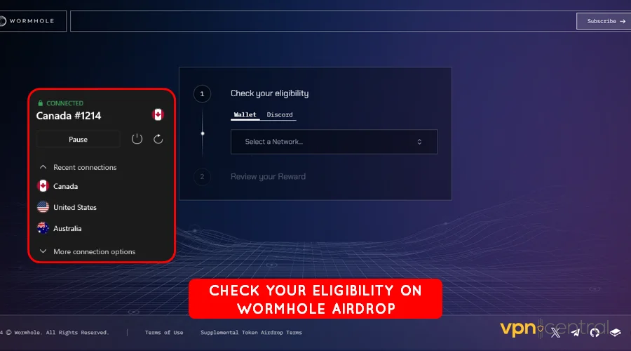 check eligibility status on wormhole airdrop