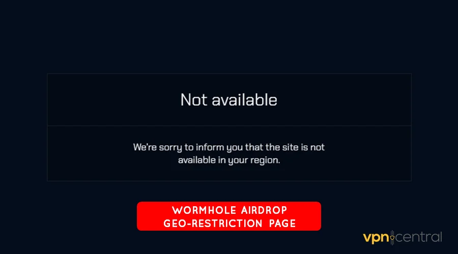wormhole airdrop geo-restriction page