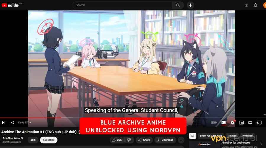 blue archive anime unblocked using nordvpn
