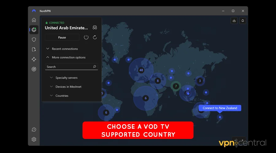 choose a vod tv supported country