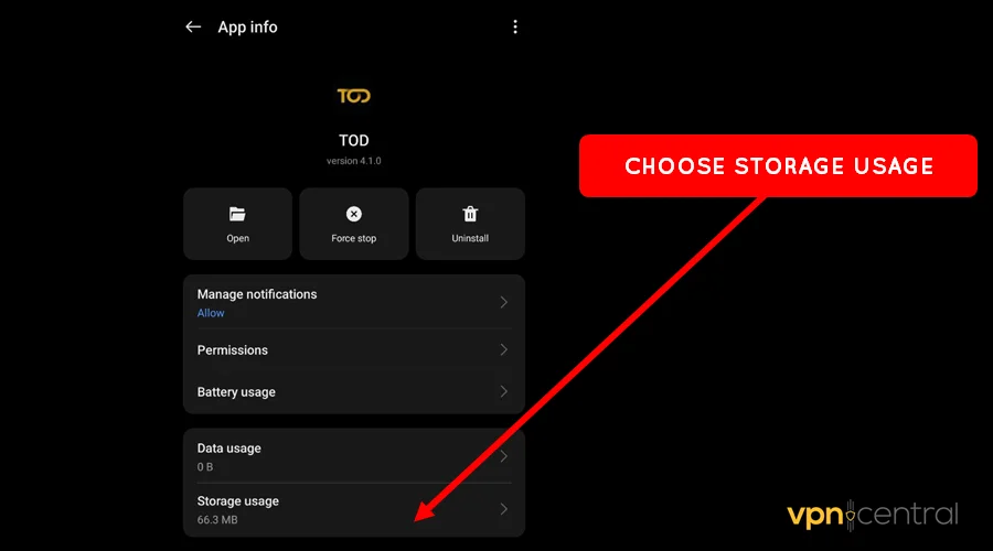 choose app storage usage