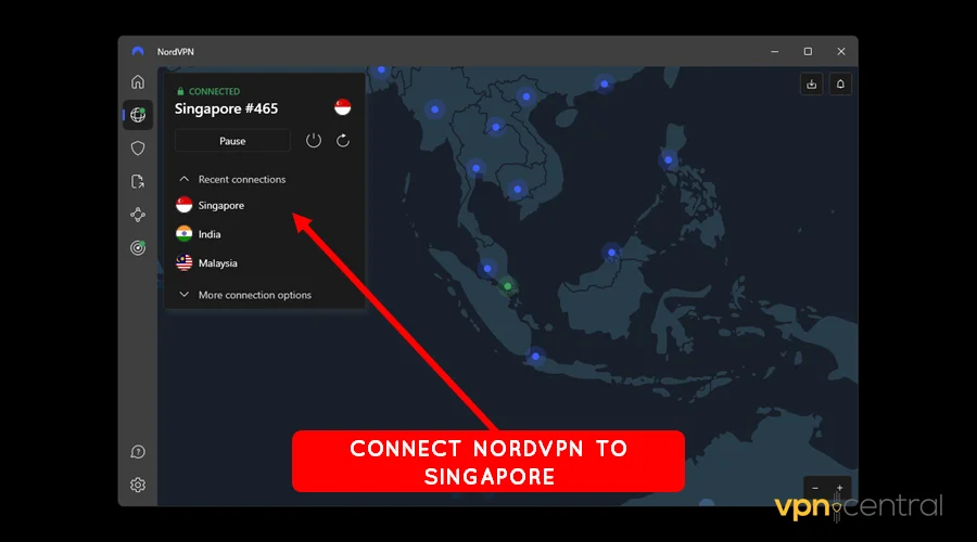 connect nordvpn to singapore
